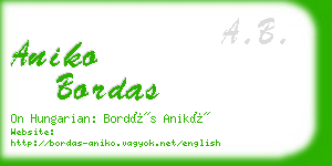 aniko bordas business card